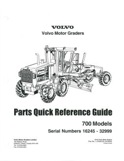 Parts Quick Reference Guide - 700 Models - Serial Numbers 16245 to 32999 - L-21003-03 - 1/2002